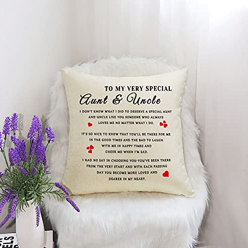 to Aunt Uncle Gifts Linen Pillow Cover Christmas Birthday Gifts for Aunt Uncle from Nephew Niece Aunt Uncle Thank You Gift Decorative Cushion Cover Throw Pillow Case Pillowcase for Sofa Car 18" x 18"