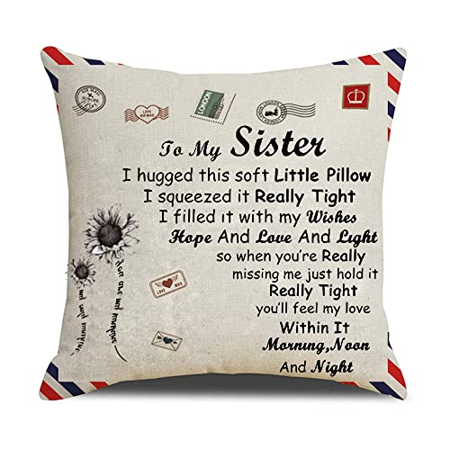AUTUCAU Gifts from Sister Cushion Cover Pillowcase Throw Pillow Cover for Sister Birthday Christmas