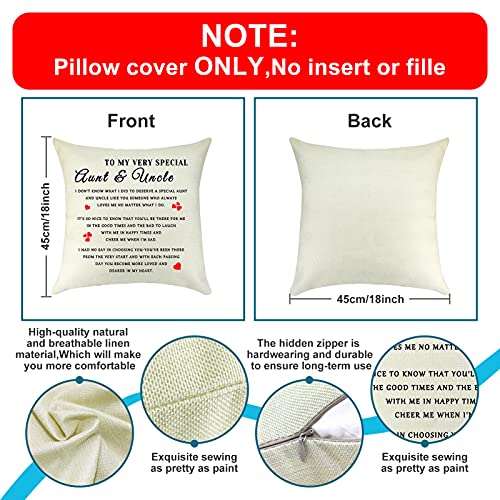 to Aunt Uncle Gifts Linen Pillow Cover Christmas Birthday Gifts for Aunt Uncle from Nephew Niece Aunt Uncle Thank You Gift Decorative Cushion Cover Throw Pillow Case Pillowcase for Sofa Car 18" x 18"