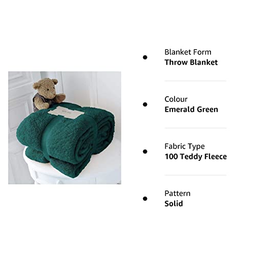 RayyanLinen Teddy Fleece Throw Blanket Warm Soft Luxury Cuddly Sofa Bedspread Travel Throw (Emerald Green, Double - 150 X 200cm)