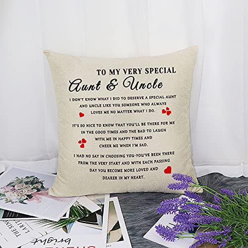 to Aunt Uncle Gifts Linen Pillow Cover Christmas Birthday Gifts for Aunt Uncle from Nephew Niece Aunt Uncle Thank You Gift Decorative Cushion Cover Throw Pillow Case Pillowcase for Sofa Car 18" x 18"