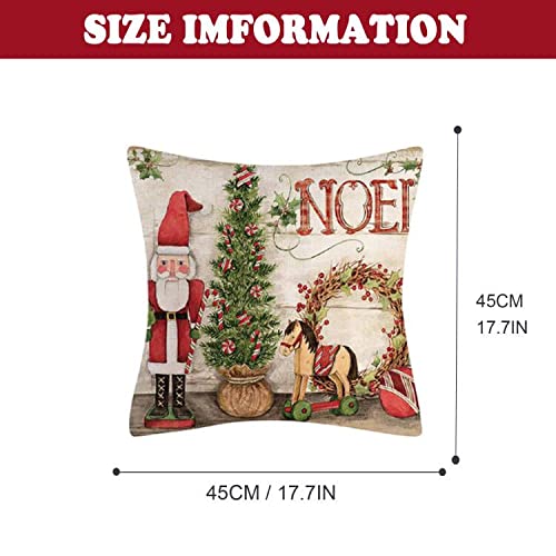 cykapu 4Pc Christmas Cushion Cover, Christmas Decorations Pillow Covers Xmas Tree House Car Santa Linen, Christmas Pillow Cover for Sofa Home Décor Xmas Gifts New Year Party, 45CM*45CM