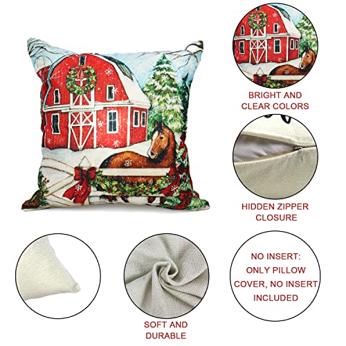 cykapu 4Pc Christmas Cushion Cover, Christmas Decorations Pillow Covers Xmas Tree House Car Santa Linen, Christmas Pillow Cover for Sofa Home Décor Xmas Gifts New Year Party, 45CM*45CM