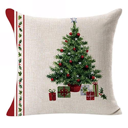 Hangood Cotton Linen Throw Pillow Case Cushion Covers Christmas Tree Ball Stockings 20X20 Set of 4pcs 50cm x 50cm
