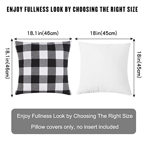 Cootato Christmas Pillow Covers - Set of 2 Buffalo Black and White Plaid Throw Pillow Covers, 18 x 18 Inches Cotton Pillow Cover Christmas Decorative Cushion Case for Sofa Couch Christmas Home Decor
