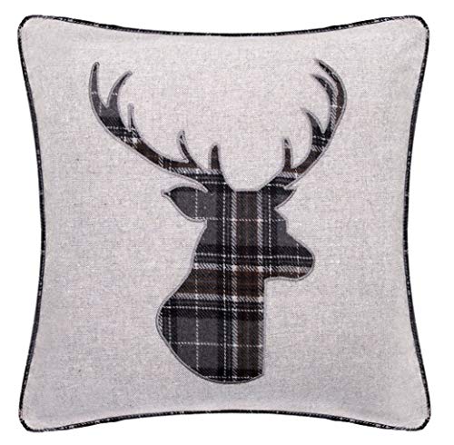 Red Rainbow Set of 4 Tartan Stag & Tartan Check Grey Collection 18 inch / 45cm Cushion Covers