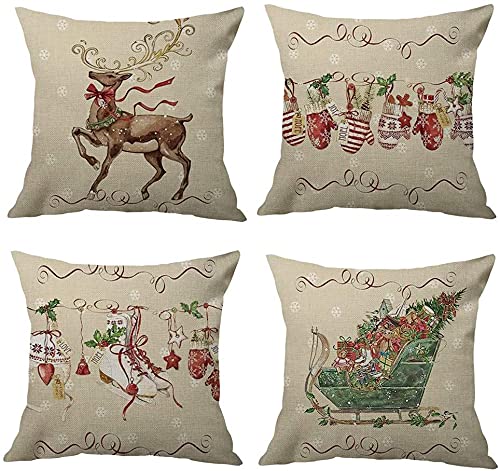 Hangood 4pcs Throw Pillow Case 40cmx40cm Cushion Covers Cover Set Christmas XMAS 16x16inch
