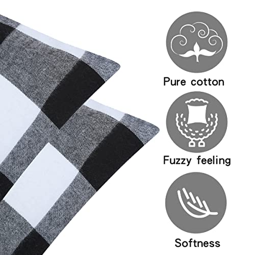 Cootato Christmas Pillow Covers - Set of 2 Buffalo Black and White Plaid Throw Pillow Covers, 18 x 18 Inches Cotton Pillow Cover Christmas Decorative Cushion Case for Sofa Couch Christmas Home Decor