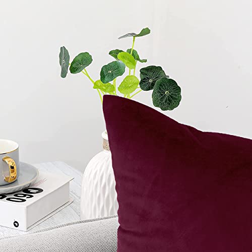 AMEHA Christmas Cushion Covers 45 x 45 cm - 2 Pack Velvet Red Cushion Cover for Sofa Bedroom Living Room Decorative Square Throw Pillow Cases with Invisible Zipper (18 x 18 Inch)