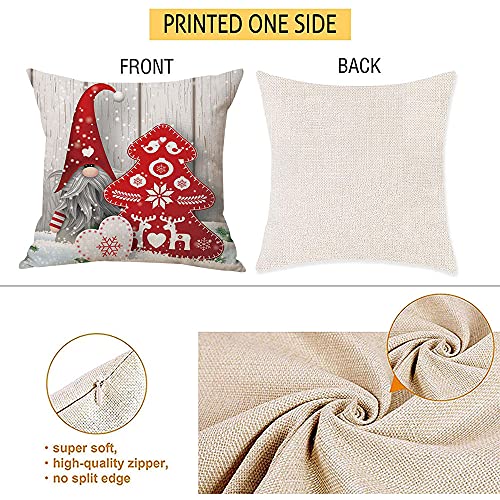 Zivisk Christmas Gonk Cushion Covers 45 x 45 cm Set of 4, Christmas Decorations Swedish Gnome Throw Pillow Covers 18 x 18 for Indoor, Home, Office, Couch, Bedroom, Car, Winter Holiday Decor Gift
