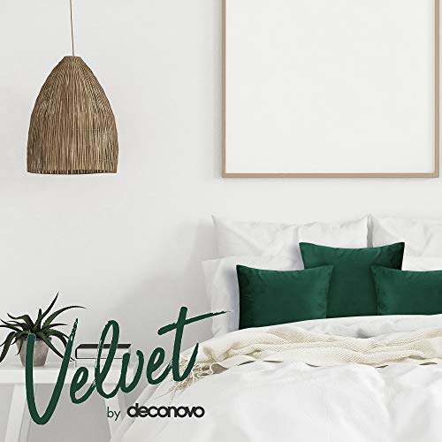 Deconovo Set of 2 Home Decoration Crushed Velvet Cushion Covers 40cm x 40cm 16x16 Inches Throw Pillow Cases Cushion Covers for Christmas Emerald