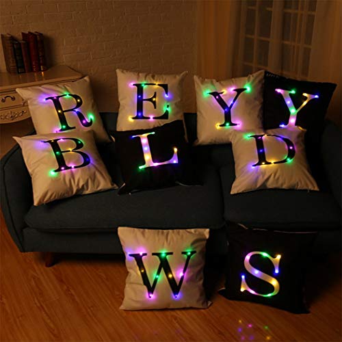 ZUODU Christmas Pillow Covers LED Colorful Velvet Letter Cushion Cover Pillow Cover Bar Use Party Use Festival Use Gift Use18 x18 Inches or 45 x 45 Cm 1pc G