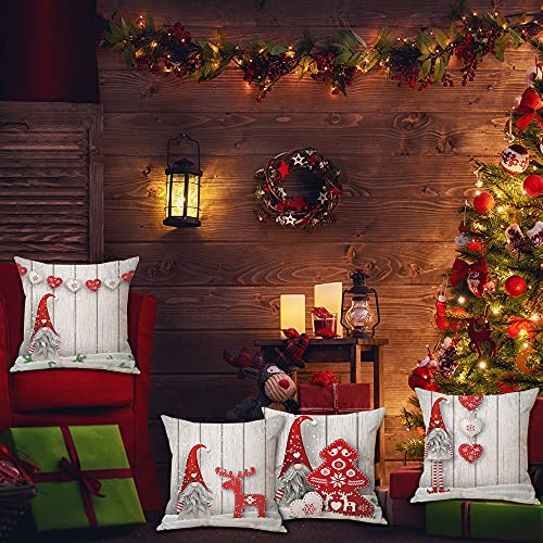 Zivisk Christmas Gonk Cushion Covers 45 x 45 cm Set of 4, Christmas Decorations Swedish Gnome Throw Pillow Covers 18 x 18 for Indoor, Home, Office, Couch, Bedroom, Car, Winter Holiday Decor Gift