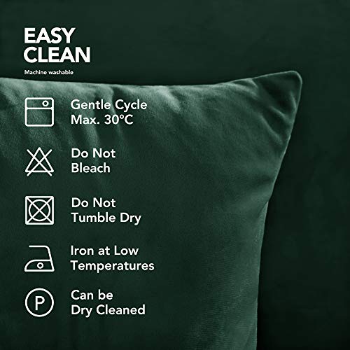 Deconovo Set of 2 Home Decoration Crushed Velvet Cushion Covers 40cm x 40cm 16x16 Inches Throw Pillow Cases Cushion Covers for Christmas Emerald