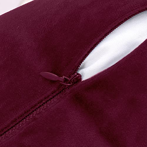 AMEHA Christmas Cushion Covers 45 x 45 cm - 2 Pack Velvet Red Cushion Cover for Sofa Bedroom Living Room Decorative Square Throw Pillow Cases with Invisible Zipper (18 x 18 Inch)