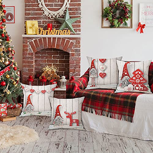 Zivisk Christmas Gonk Cushion Covers 45 x 45 cm Set of 4, Christmas Decorations Swedish Gnome Throw Pillow Covers 18 x 18 for Indoor, Home, Office, Couch, Bedroom, Car, Winter Holiday Decor Gift
