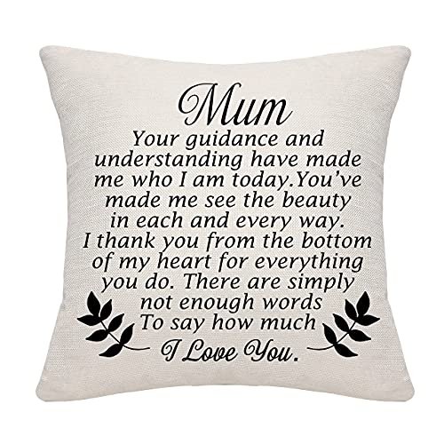 DANKHRA Mum Pillow Cover Mother Pillowcase Mom Gifts from Daughter Son Mother's Day Birthday Christmas Mom Cushion Cover Pillowcase Cushion Case