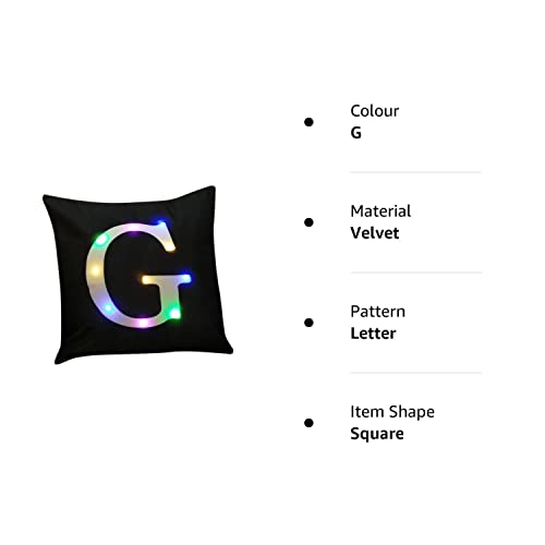 ZUODU Christmas Pillow Covers LED Colorful Velvet Letter Cushion Cover Pillow Cover Bar Use Party Use Festival Use Gift Use18 x18 Inches or 45 x 45 Cm 1pc G