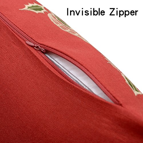 Grelucgo Set Of 2 Embroidered Christmas Holiday Throw Pillow Case Cover, Decorative Sofa Cushion Covers, Square 18 x18 Inch