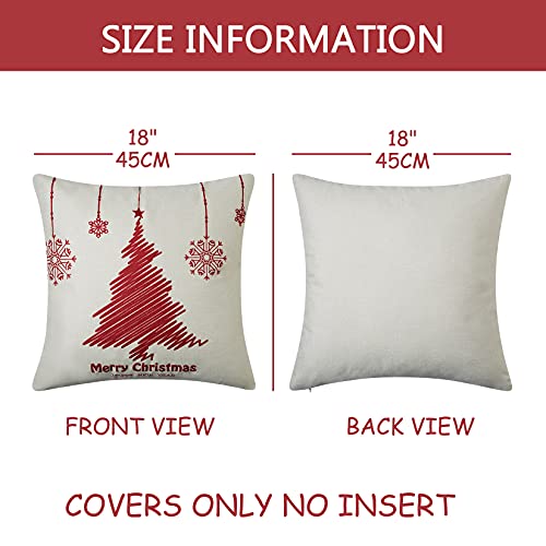 CAROMIO Chrismas Cushion Covers Set of 4, Linen Christmas Design Pillow Covers Red Xmas Cushion Covers Pillow Cases for Sofa Car Home Christmas Decorations,45x45 cm