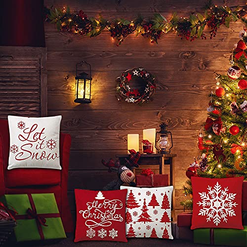 Zivisk Christmas Decorative Cushion Covers 45 x 45 cm Set of 4, Christmas Snowflake Throw Pillow Covers 18 x 18 for Indoor, Home, Office, Couch, Bedroom, Car, Winter Holiday Decor Gift