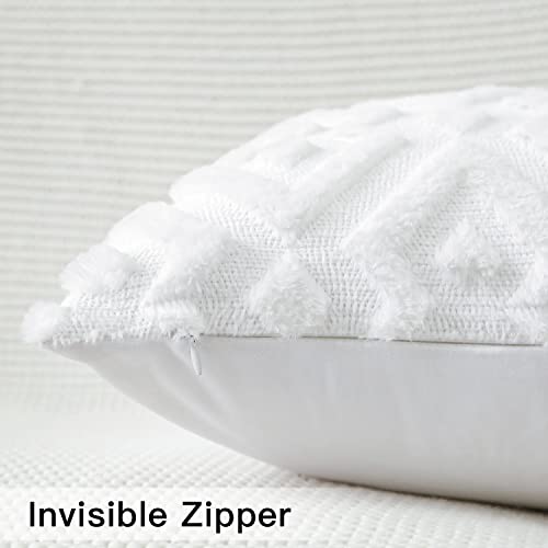 Artscope Pack of 2 Soft Plush Short Wool Velvet Decorative Cushion Covers Luxury Style Throw Pillow Covers European Pillow Shell for Sofa Bedroom Diamond Shape Pure White, 30x50cm