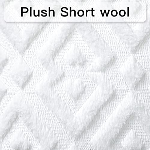 Artscope Pack of 2 Soft Plush Short Wool Velvet Decorative Cushion Covers Luxury Style Throw Pillow Covers European Pillow Shell for Sofa Bedroom Diamond Shape Pure White, 30x50cm