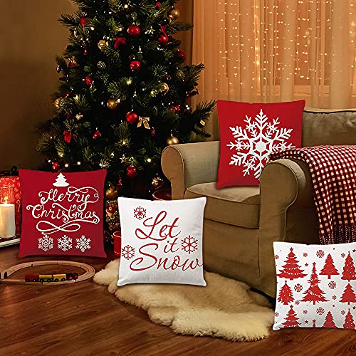 Zivisk Christmas Decorative Cushion Covers 45 x 45 cm Set of 4, Christmas Snowflake Throw Pillow Covers 18 x 18 for Indoor, Home, Office, Couch, Bedroom, Car, Winter Holiday Decor Gift