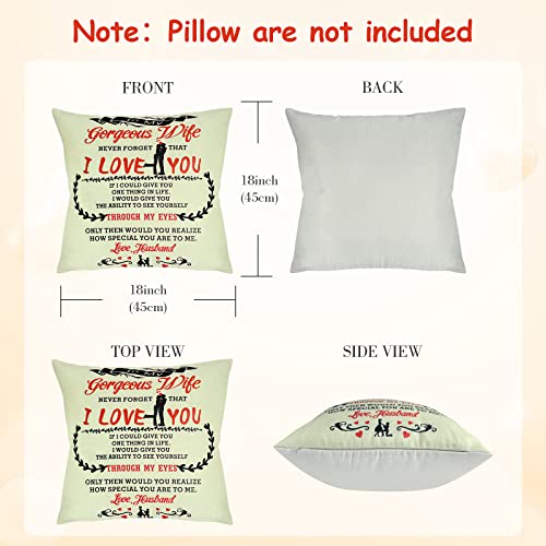 Christmas Unique Gifts for Her Wife Women,18 * 18 Inches Cotton Linen Pillow Cover Square, Secret Santa Gifts for Her Wife from Husband on Christmas Anniversary Birthday Valentines(Without Insert)