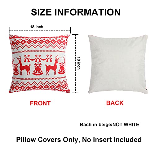 Sixome 4Pcs Christmas Pillow Case Linen Throw Pillow Covers Red White Pillow Cover Snowflake Cushion Cases Throw Cushion Cover for Home Office Sofa Bed Merry Christmas Decoration (Red+white-A)