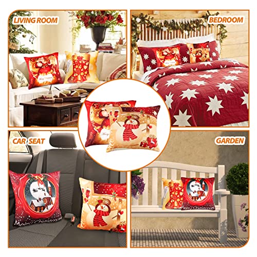 JOKBEN Christmas Pillow Cover Set of 4, Design Cushion Covers(45x45cm), Red Covers, Xmas Covers Decorations Indoor, Santa Cases for Home Decor, M