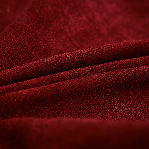 MERNETTE New Year/Christmas Decorations Thick Chenille Decorative Square Throw Pillow Cover Cushion Covers Pillowcase, Home Decor for Party/Xmas 16x16 Inch/40x40 cm, Burgundy, Set of 2