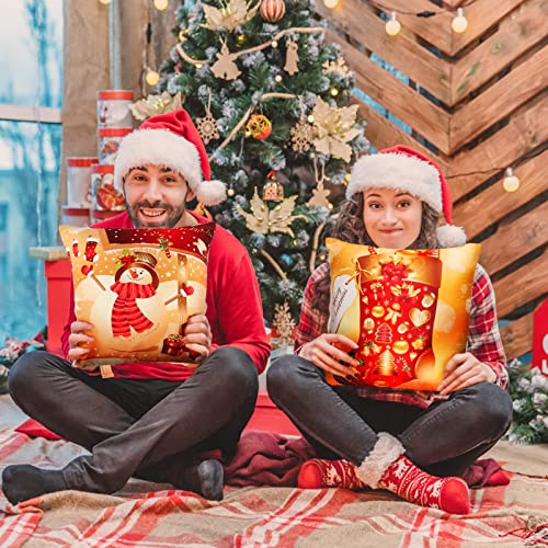 JOKBEN Christmas Pillow Cover Set of 4, Design Cushion Covers(45x45cm), Red Covers, Xmas Covers Decorations Indoor, Santa Cases for Home Decor, M