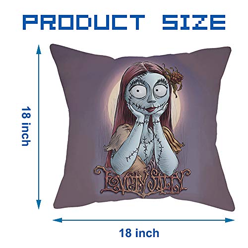FUTERLY Halloween Decorations Set of 4 Nightmare Pillow Covers 18x18 Inch Throw Pillow Cover Square Sofa Cushion Covers Pillowcase Best for Family Friends