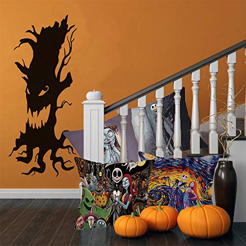 FUTERLY Halloween Decorations Set of 4 Nightmare Pillow Covers 18x18 Inch Throw Pillow Cover Square Sofa Cushion Covers Pillowcase Best for Family Friends