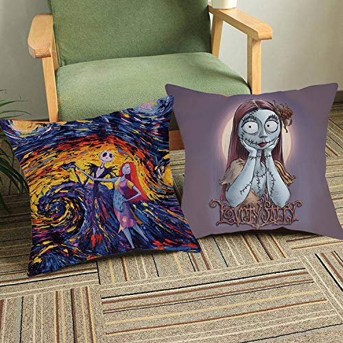 FUTERLY Halloween Decorations Set of 4 Nightmare Pillow Covers 18x18 Inch Throw Pillow Cover Square Sofa Cushion Covers Pillowcase Best for Family Friends