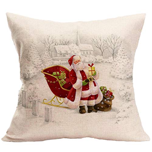 LEMROE Christmas Pillow Covers 18 x 18 4 Pack Square Cushion Covers with Invisible Zipper for Living Room Sofa Bedroom Christmas Decoratives