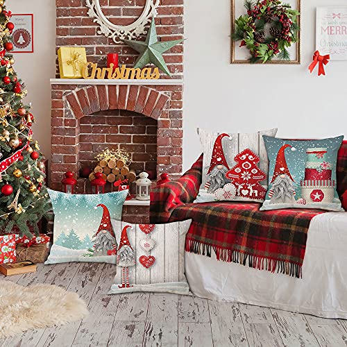 Zivisk Christmas Gonk Cushion Covers 45 x 45 cm Set of 4, Christmas Decorations Swedish Gnome Throw Pillow Covers 18 x 18" for Indoor, Home, Office, Couch, Bedroom, Car, Winter Holiday Decor Gift