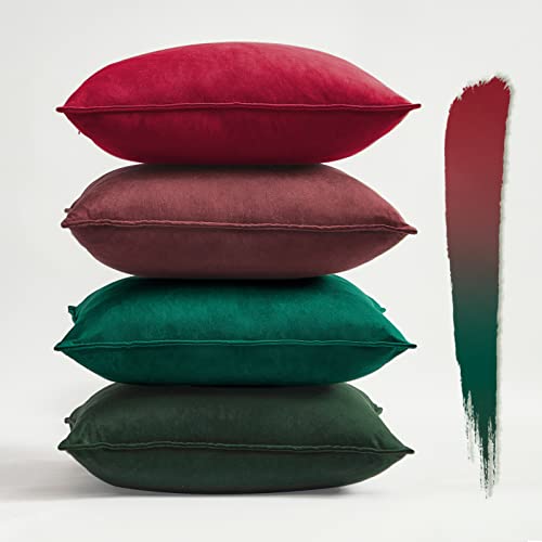 Topfinel Xmas Cushion Cover 20x20 Set of 4 for Sofa Decoration Large Christmas Cushion Covers Soft Velvet Pillow Case 50cm x 50cm Home Accessories Livingroom