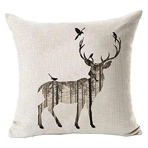 2 PCS Simple Deer Pillow Case Sofa Bed Home Decor Cushion Cover 45x45cm