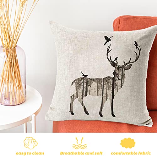 2 PCS Simple Deer Pillow Case Sofa Bed Home Decor Cushion Cover 45x45cm