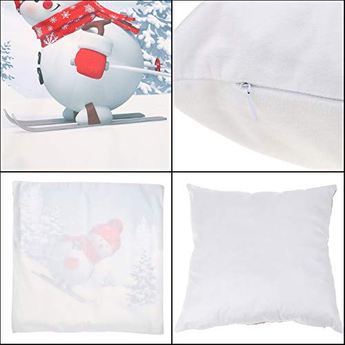 Christmas Cushion Covers Xmas Tree Throw Pillow Case Snowman Pillow Covers White Xmas Cushion Covers for Home Office Bedroom Sofa Decor Supplies, 18x18 Inch