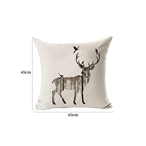 2 PCS Simple Deer Pillow Case Sofa Bed Home Decor Cushion Cover 45x45cm