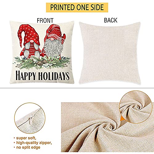 Zivisk Christmas Gonk Cushion Covers 45 x 45 cm Set of 4, Christmas Decorations Swedish Tomte Throw Pillow Case 18 x 18 Indoor, Home, Office, Couch, Bedroom, Car, Winter Holiday Decor Gift