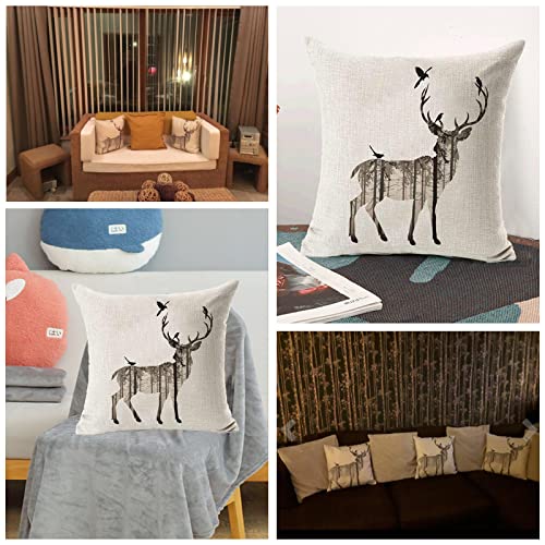 2 PCS Simple Deer Pillow Case Sofa Bed Home Decor Cushion Cover 45x45cm