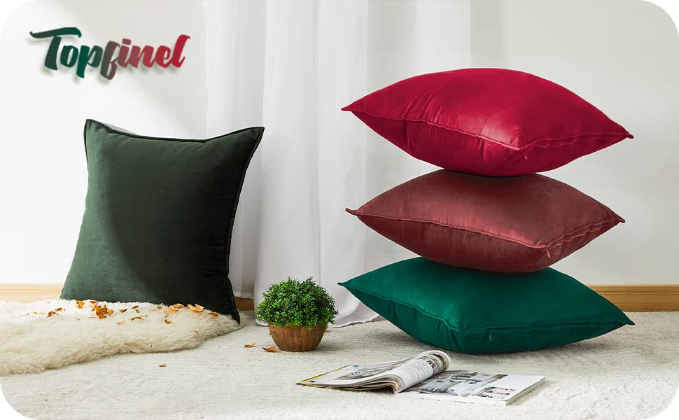 Topfinel Xmas Cushion Cover 20x20 Set of 4 for Sofa Decoration Large Christmas Cushion Covers Soft Velvet Pillow Case 50cm x 50cm Home Accessories Livingroom