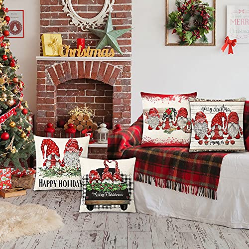 Zivisk Christmas Gonk Cushion Covers 45 x 45 cm Set of 4, Christmas Decorations Swedish Tomte Throw Pillow Case 18 x 18 Indoor, Home, Office, Couch, Bedroom, Car, Winter Holiday Decor Gift