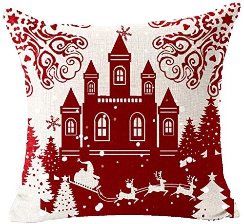 GSPIRIT Christmas Pillow Covers 18 x 18 Inches Set of 4 - Xmas Series Cushion Cover Decorative Throw Pillow Covers for Home Christmas Decor (F)