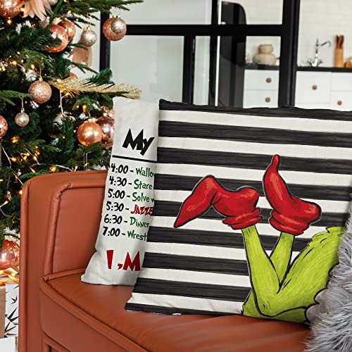 AENEY Christmas Pillow Covers 20x20 Set of 4 for Christmas Decorations Stripe Christmas Pillows Winter Holiday Throw Pillows Christmas Farmhouse Decor for Couch A459-20