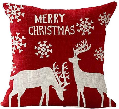 GSPIRIT Christmas Pillow Covers 18 x 18 Inches Set of 4 - Xmas Series Cushion Cover Decorative Throw Pillow Covers for Home Christmas Decor (F)